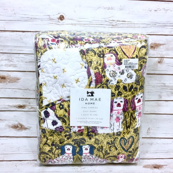 Ida Mae King Charles 3 Piece Quilt Sham Set FQ - Picture 11 of 12